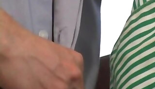 Facialized Asian twink assfucked in the kitchen by top lover