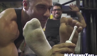 Bound tattooed hunk tickle tormented by muscular master