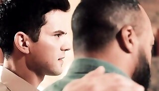 Straight man loses anal virginity in a gay group orgy at a ranch