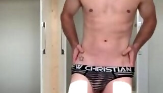fit guy strips then wanks until he cums