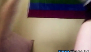 Gay amateur with glasses Kieren Andrews anal plays and cums