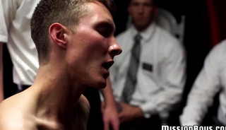 Beautiful smooth twink gets hot handjobs from Mormon elders