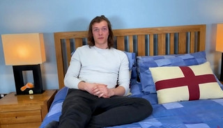 Young Straight & Lean Aiden Wanks his Big Uncut Cock & Fires a Big Load of Cum!