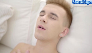 Big cock twink wanking hard dick after teasing body