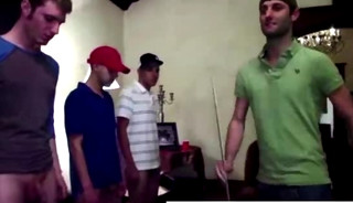 Group of straight teens in gay fraternity masturbate