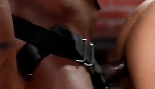 Black leather top fisting and barebacking cosplay IR bottom