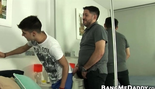 Young twink gets barebacked by daddy after a cock sucking