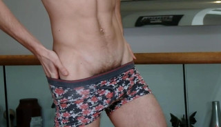 Ultra-Lean MMA Fighter Alex Wanks his Thick Uncut Cock & Shoots a Big Load of Jizz all over Himself!