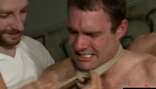 The men hold Cameron Kincade down and take turns fucking his hole till he begs for mercy