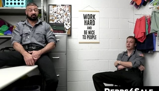 Twink gay Cole Church pleasured by hunk officer Marco Napoli