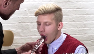 Priest uses sex toys on petite Catholic and pounds him raw