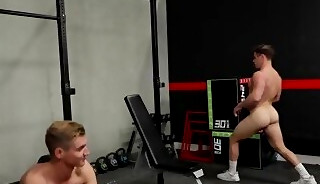 Big cock gays anal fuck in the gym in various positions