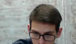 Str8 cute nerdy boy with uncut cock