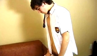 Horny Schoolboy Logan Spanks It