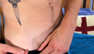 Young Muscular Hunk gets Fingered for the 1st Time & his Monster Uncut Cock is Rock Hard & Cums!