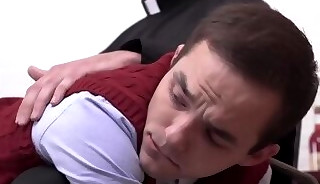 Religious daddy teases twink with dildo and fucks him raw