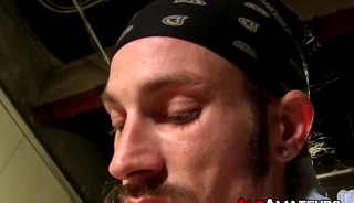 Alternate young man sucking hard cock with passion