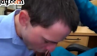 IR assfucked hairy bottom blows BBC before office anal