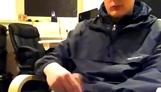 Tyler squirting a load in front of the camera in the office