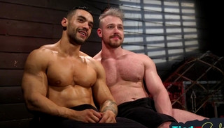 Ripped maledom facefucking bound stud