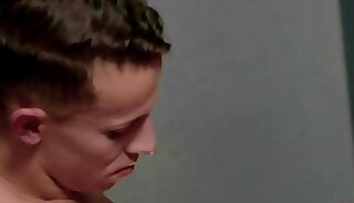 Mason Lear shows his dick for Des Irez to suck at his job