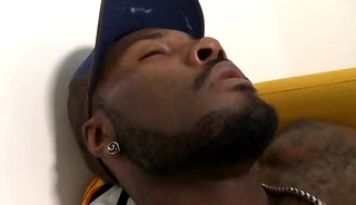 Solo masturbation session with muscular hairy black dude