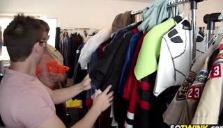 Halloween costume trial leads to hot threesome action