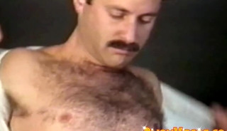 Stud vintage male strokes hairy big cock before cumming solo