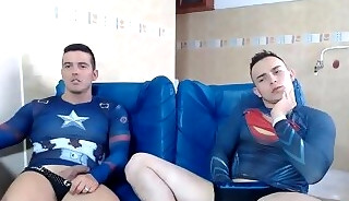 Gay threesome grope each other on camera