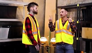 Newbie DOUBLE ANAL fucked on his first day at his new work