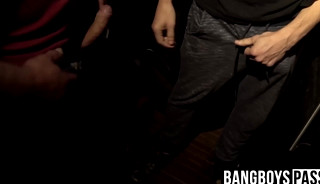 Muscle stud gets a facial after showing his fat hairy cock