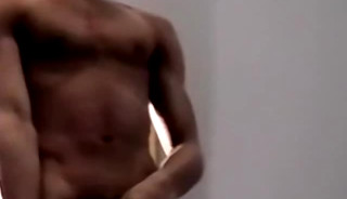 Athletic black amateur strokes his BBC monster on camera