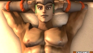 Muscular 3d dudes fucking hard in game