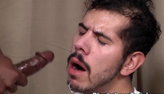 Blacked horny twink blows black cock
