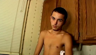 Adorable young gay Wiley wanking his big hairy dick and cums