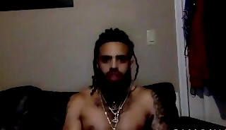 Hairy dark-haired dude jerking off on camera