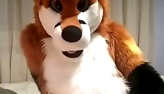 Twink furry masturbates