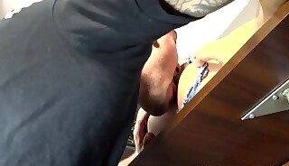 Asian sissy thief roughed up by a cop