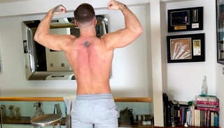 Young & Seriously Fit PT Shows off his Huge Muscles & Massive Uncut Cock & Shoots a Big Load!