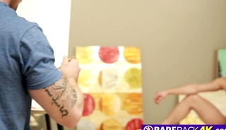 HORNY artist BAREBACKING BIG DICKED muscled model in STUDIO