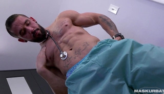 Maskurbate - Sexy Nurse Rips Shirt off & Masturbates (Uncut Footgae)