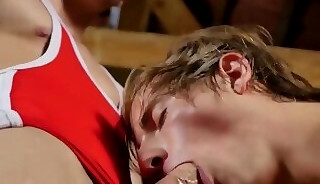 With a tattoo on his abs the athletic jock fucks the wrestler