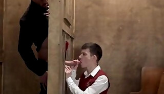Boy sucks of his Priest
