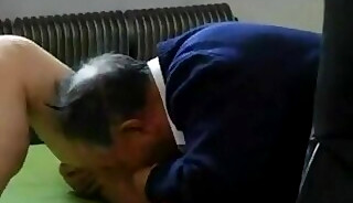 Chinese grandpa blowjob