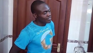 African gayboy jerks dick in real homemade solo action