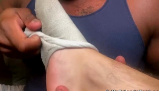 Bearded jock Luke feet licked in horny softcore encounter