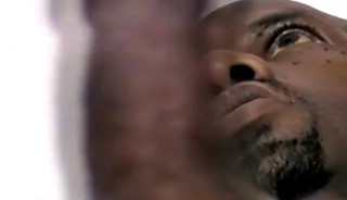 Athletic black amateur jerks off his BBC and cums solo