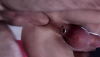 Piercing jerking uncut dick