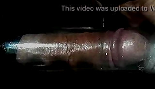 PENIS PUMP CHALLENGE 2- Gifted boy moaning tries 20cm on penis pump - can I do it??