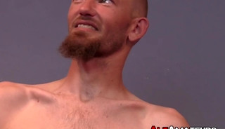 Inked punk rock homo vigorously tugs on his big hard dick